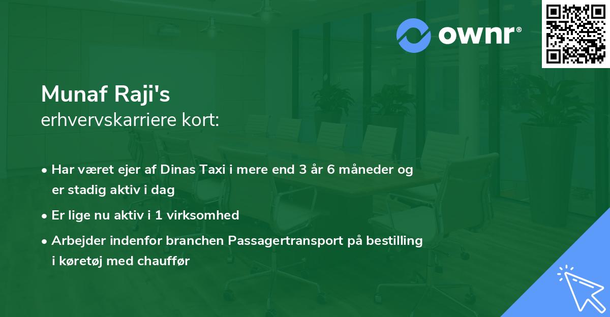 Munaf Raji's erhvervskarriere kort