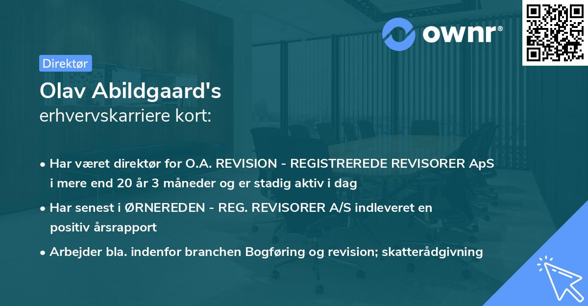 Olav Abildgaard's erhvervskarriere kort