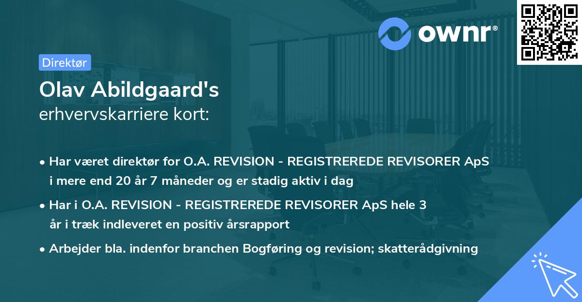 Olav Abildgaard's erhvervskarriere kort