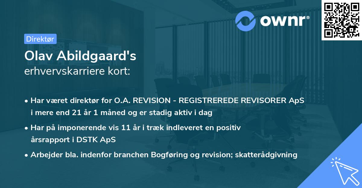 Olav Abildgaard's erhvervskarriere kort