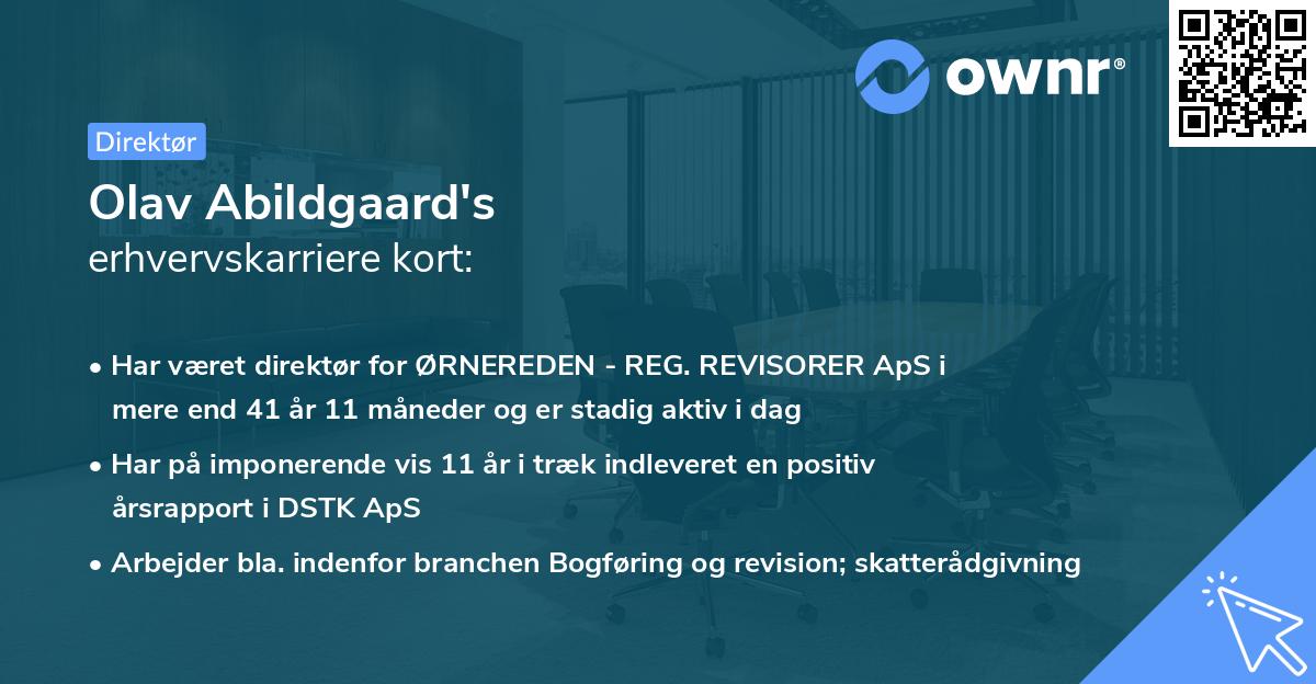 Olav Abildgaard's erhvervskarriere kort