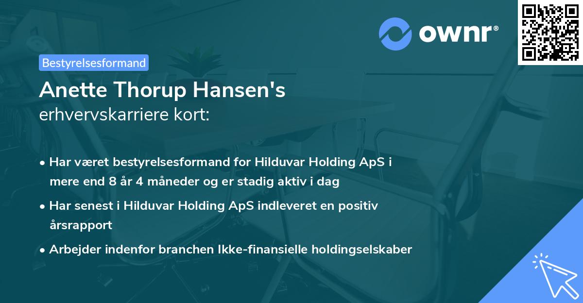 Anette Thorup Hansen's erhvervskarriere kort