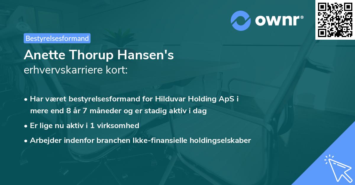 Anette Thorup Hansen's erhvervskarriere kort