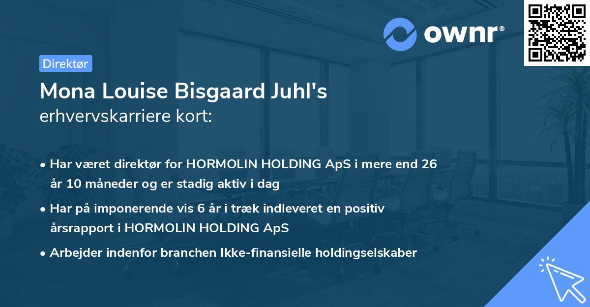 Mona Louise Bisgaard Juhl's erhvervskarriere kort