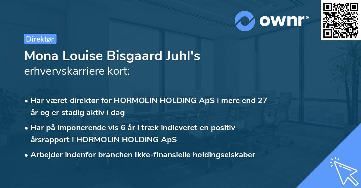 Mona Louise Bisgaard Juhl's erhvervskarriere kort