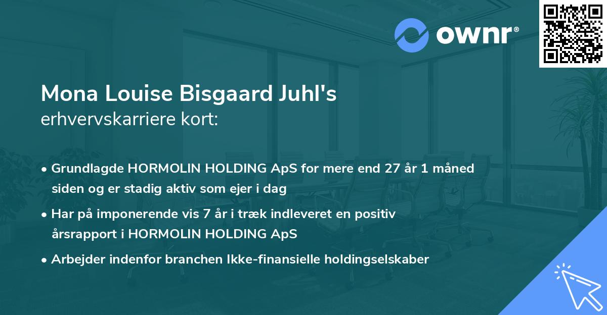 Mona Louise Bisgaard Juhl's erhvervskarriere kort