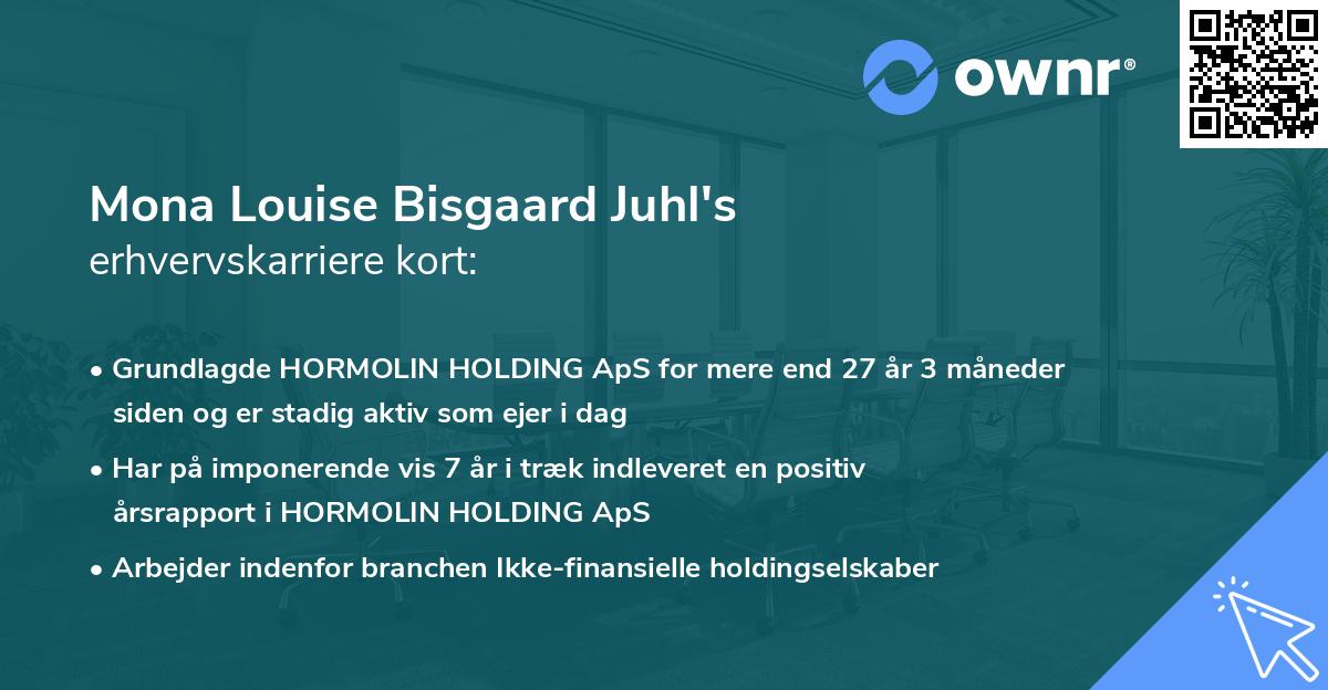 Mona Louise Bisgaard Juhl's erhvervskarriere kort