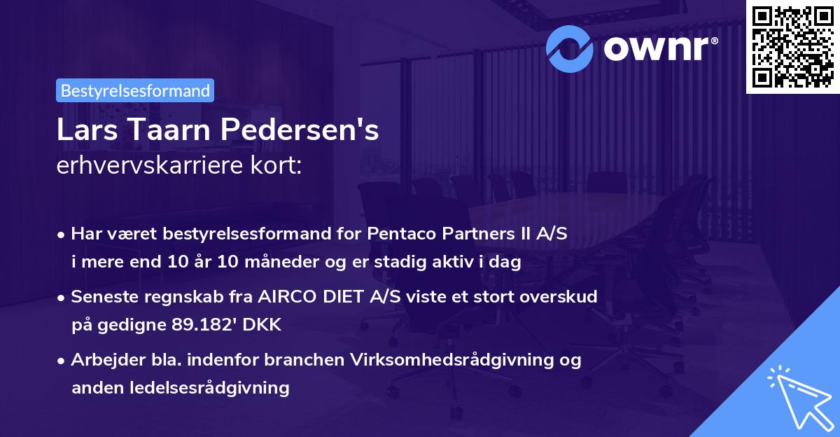 Lars Taarn Pedersen's erhvervskarriere kort
