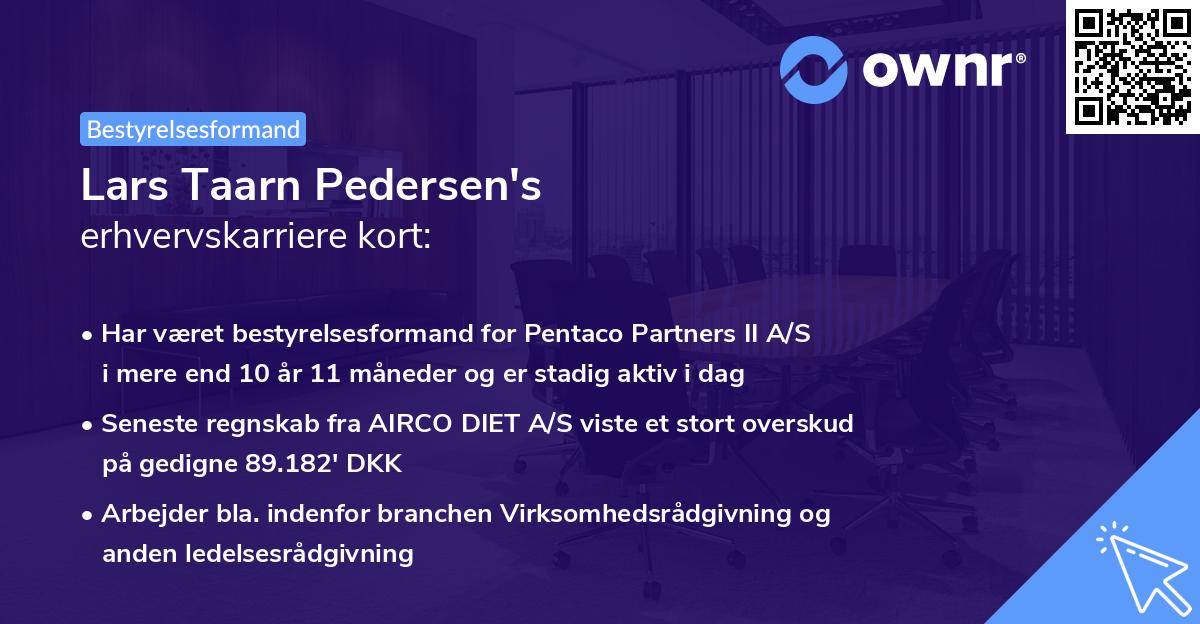 Lars Taarn Pedersen's erhvervskarriere kort