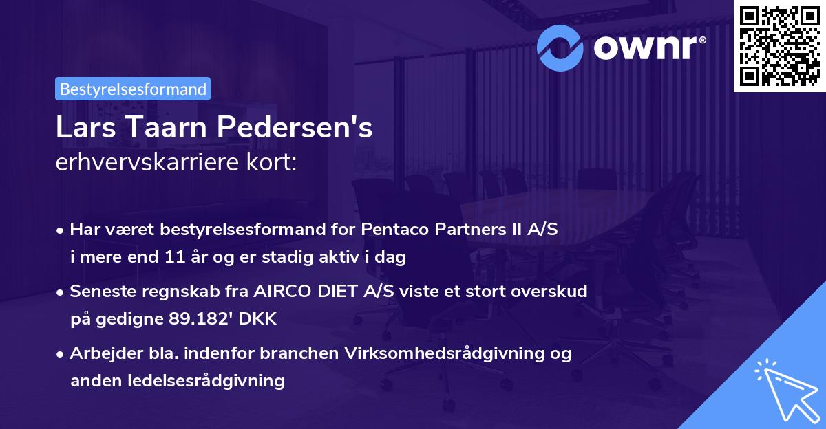 Lars Taarn Pedersen's erhvervskarriere kort