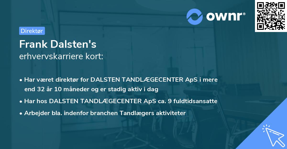 Frank Dalsten's erhvervskarriere kort