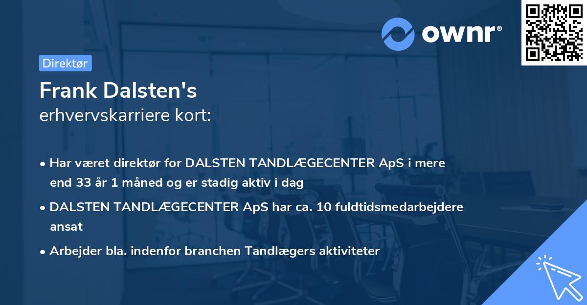 Frank Dalsten's erhvervskarriere kort