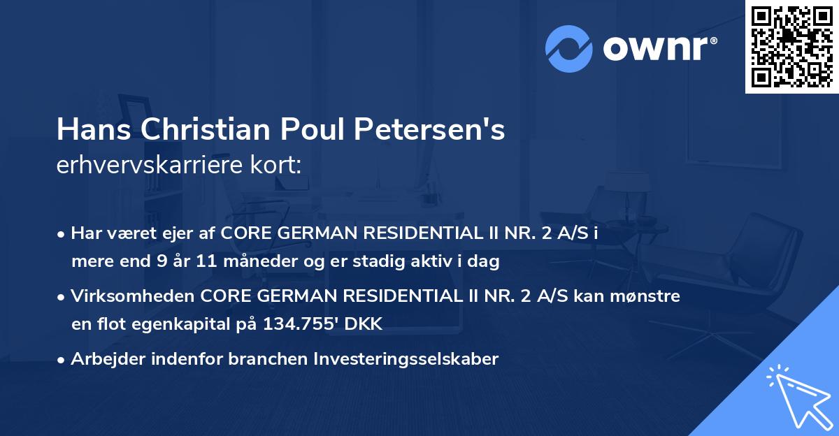 Hans Christian Poul Petersen's erhvervskarriere kort