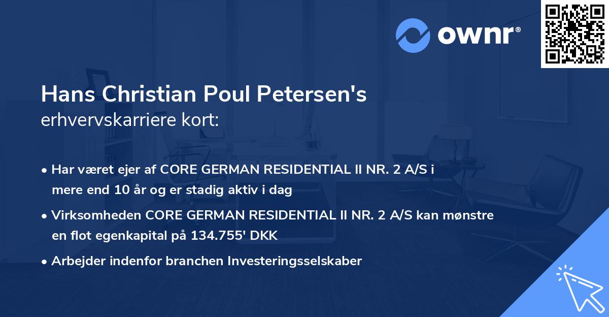 Hans Christian Poul Petersen's erhvervskarriere kort