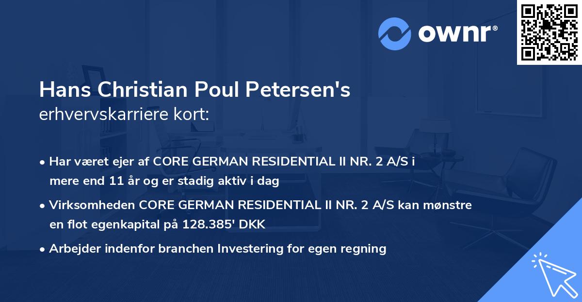 Hans Christian Poul Petersen's erhvervskarriere kort