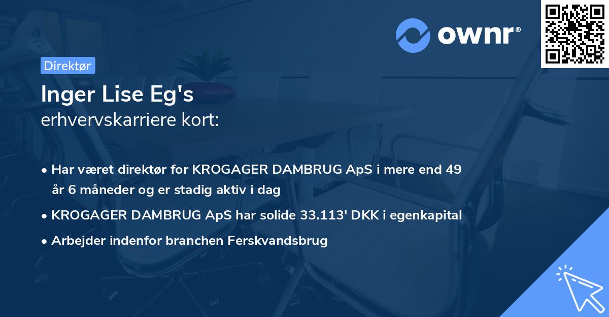 Inger Lise Eg's erhvervskarriere kort