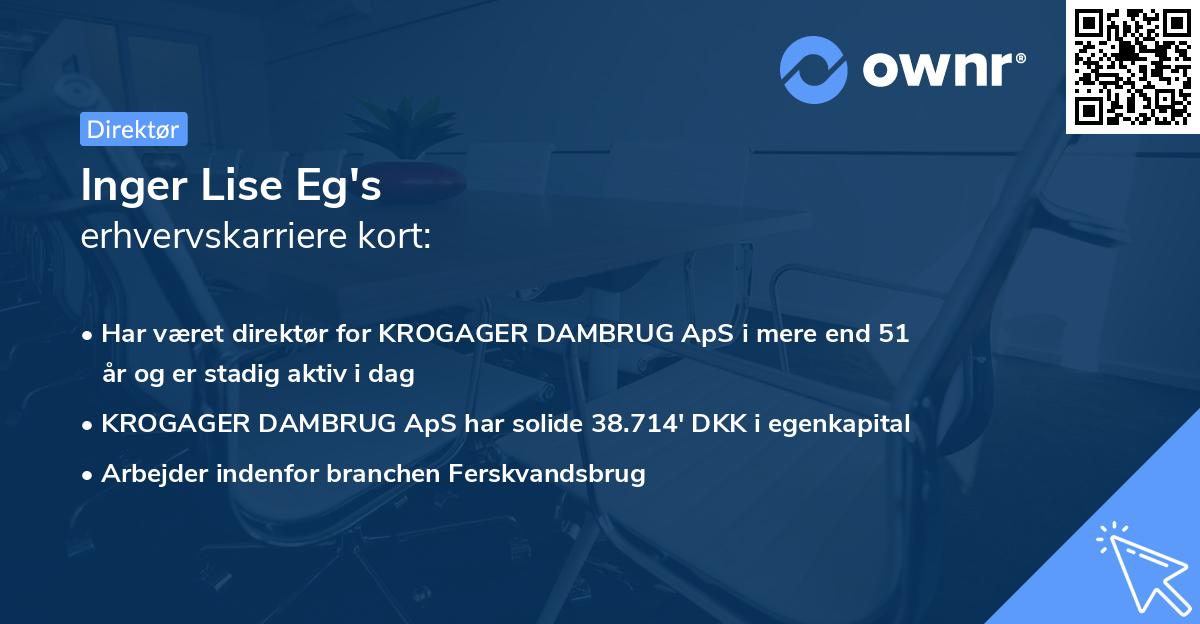 Inger Lise Eg's erhvervskarriere kort