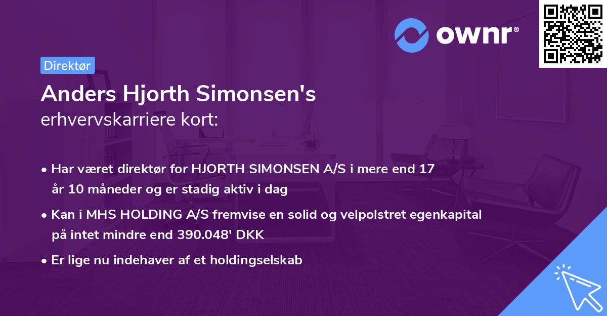 Anders Hjorth Simonsen's erhvervskarriere kort