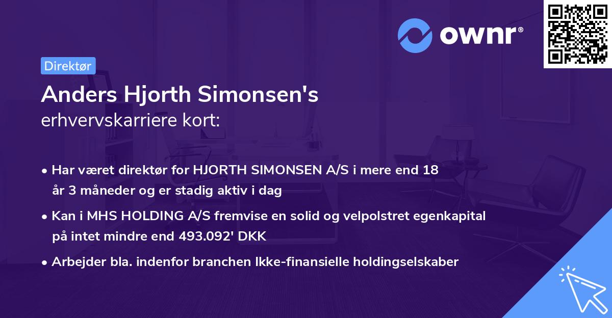 Anders Hjorth Simonsen's erhvervskarriere kort