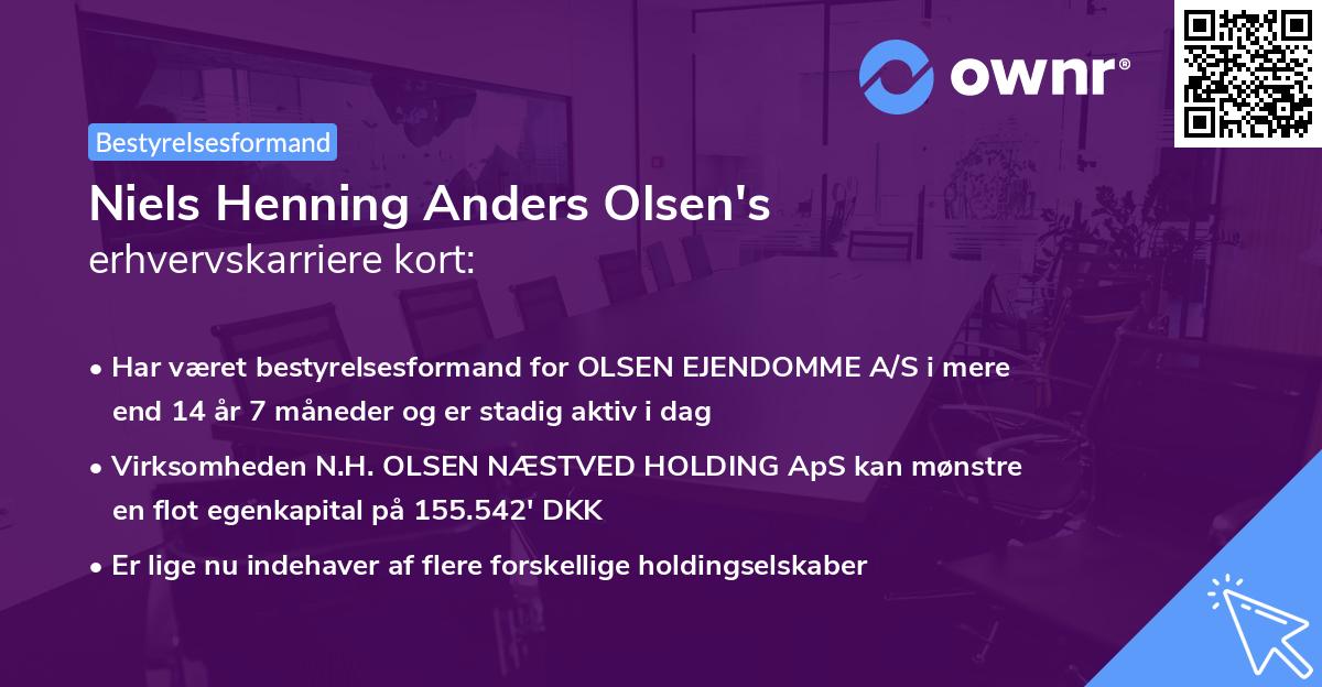 Niels Henning Anders Olsen's erhvervskarriere kort