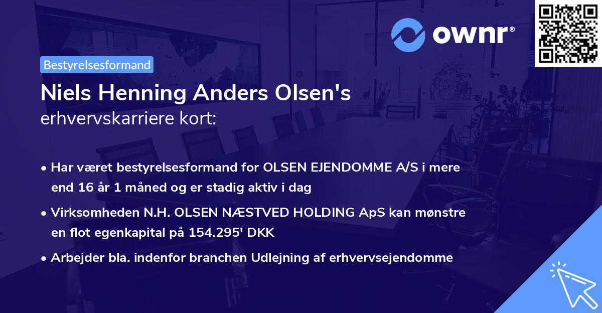 Niels Henning Anders Olsen's erhvervskarriere kort