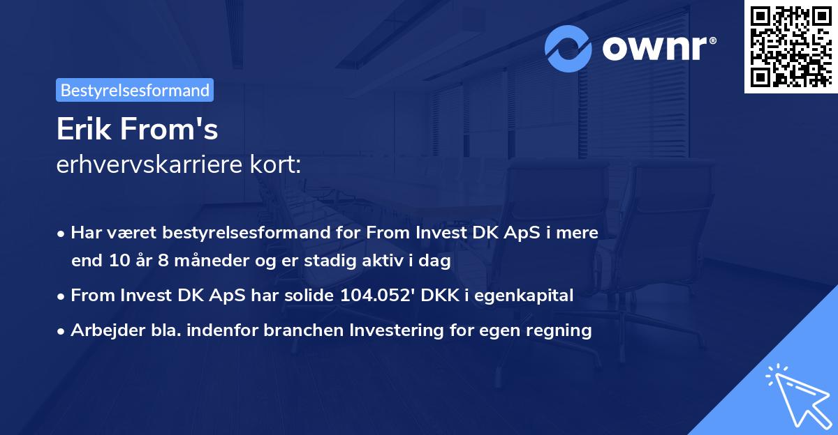 Erik From's erhvervskarriere kort
