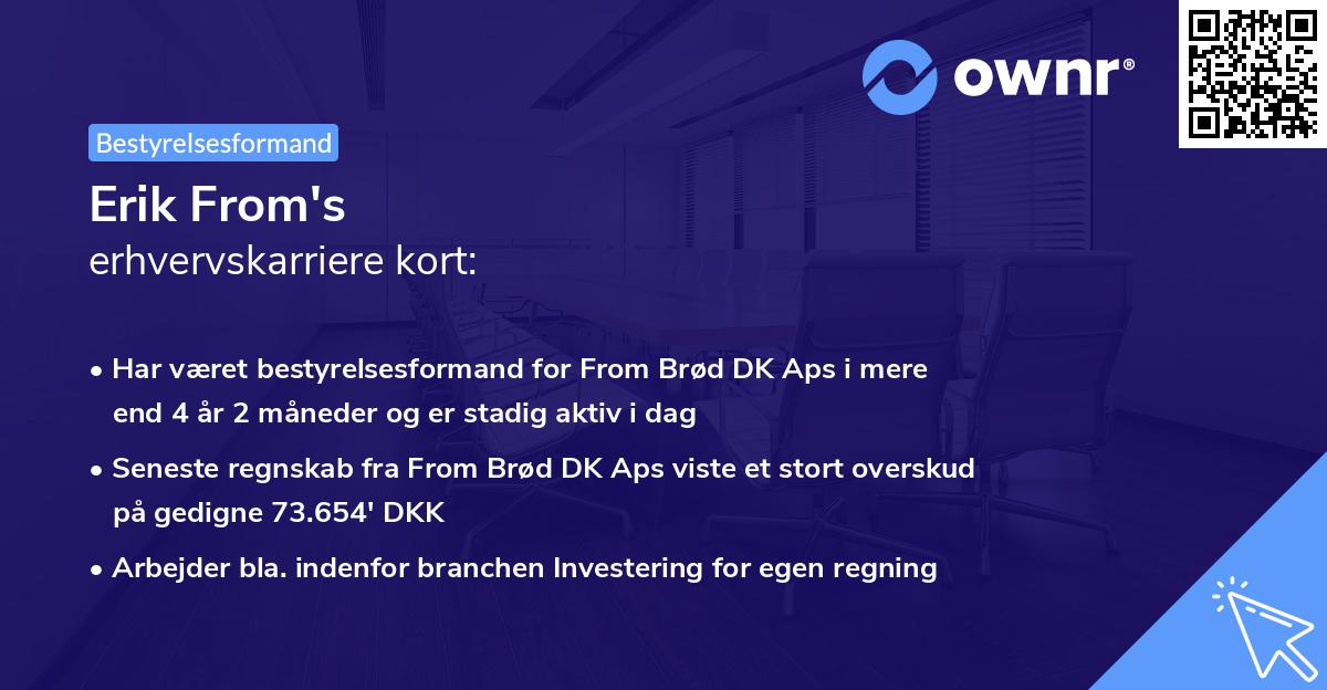 Erik From's erhvervskarriere kort