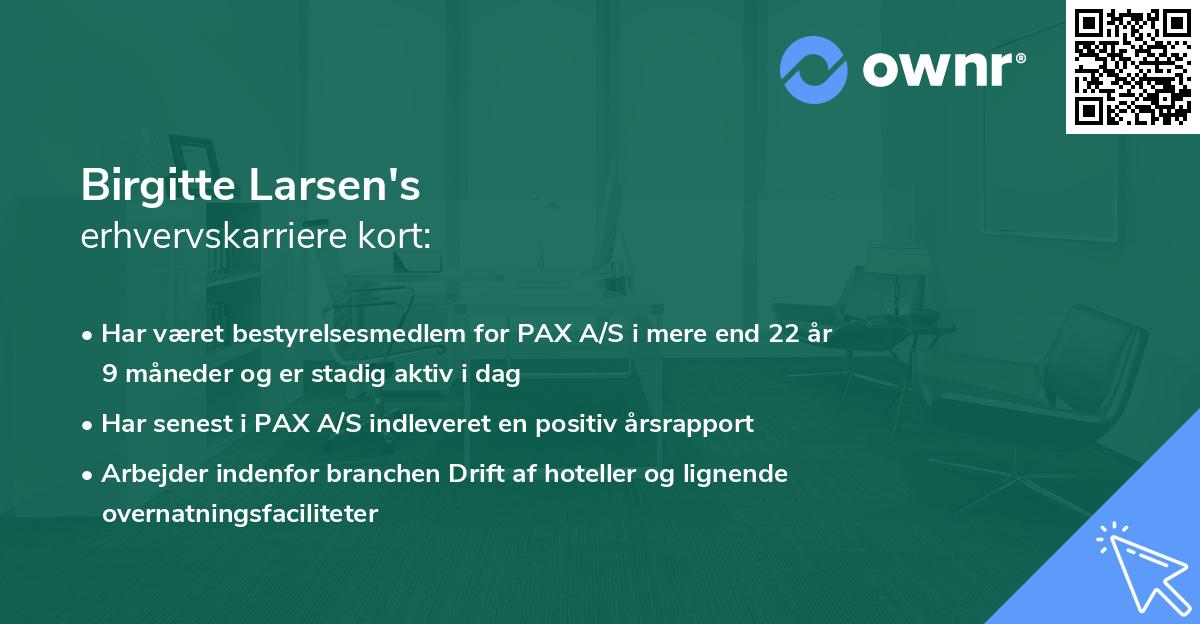 Birgitte Larsen's erhvervskarriere kort