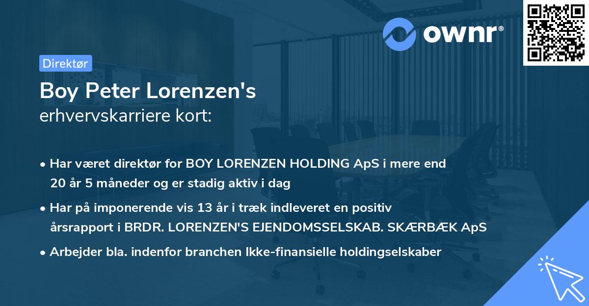 Boy Peter Lorenzen's erhvervskarriere kort