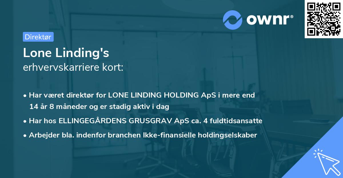 Lone Linding's erhvervskarriere kort