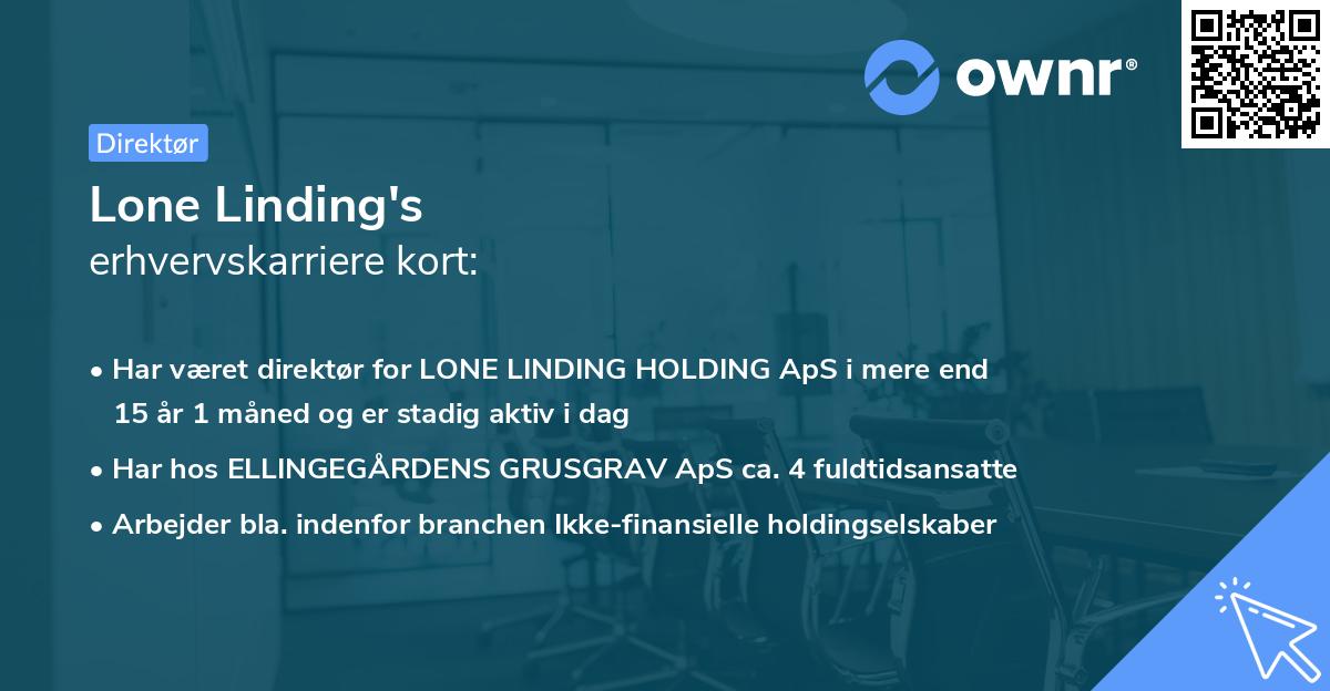 Lone Linding's erhvervskarriere kort