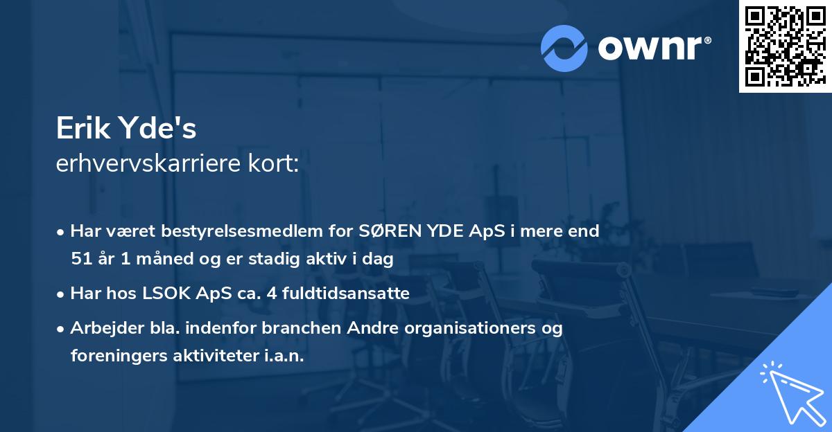 Erik Yde's erhvervskarriere kort