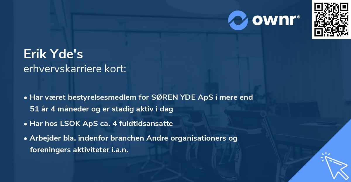 Erik Yde's erhvervskarriere kort