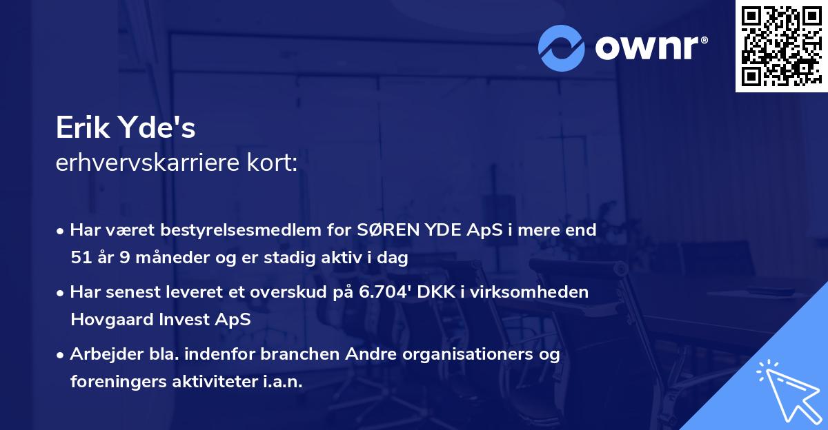 Erik Yde's erhvervskarriere kort