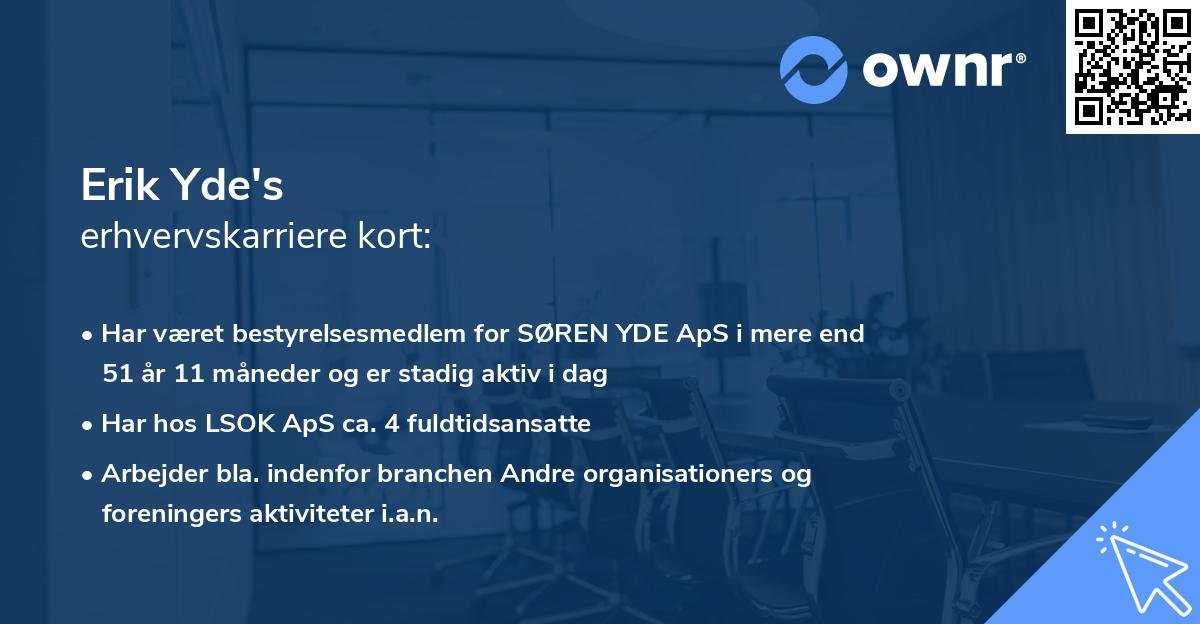 Erik Yde's erhvervskarriere kort