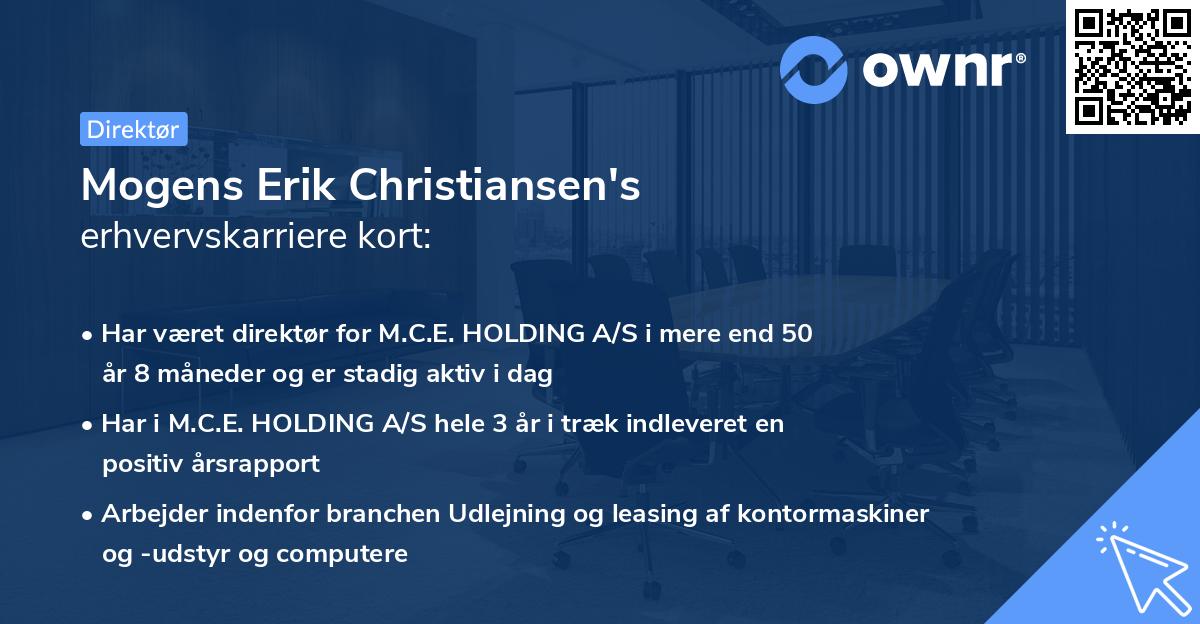 Mogens Erik Christiansen's erhvervskarriere kort