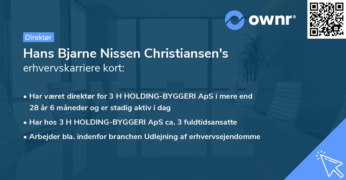 Hans Bjarne Nissen Christiansen's erhvervskarriere kort