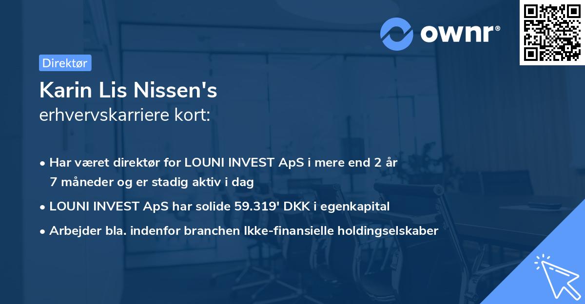 Karin Lis Nissen's erhvervskarriere kort