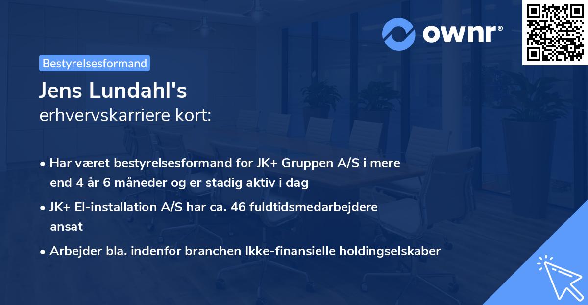Jens Lundahl's erhvervskarriere kort