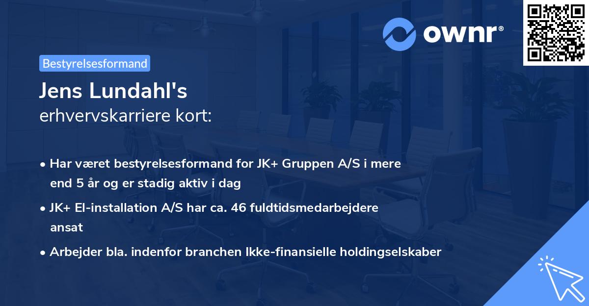 Jens Lundahl's erhvervskarriere kort