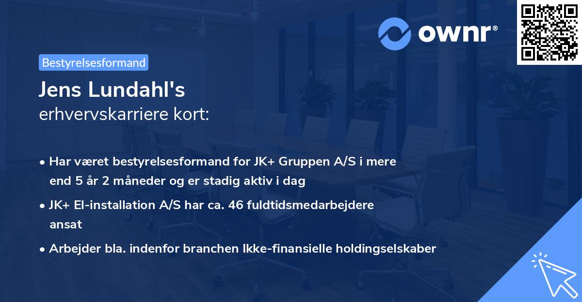 Jens Lundahl's erhvervskarriere kort