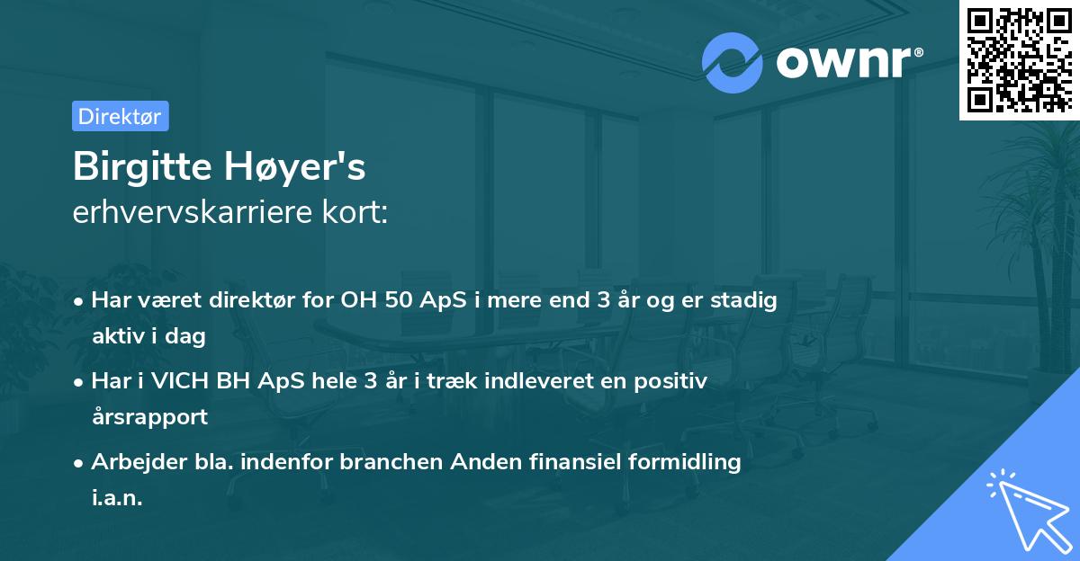 Birgitte Høyer's erhvervskarriere kort