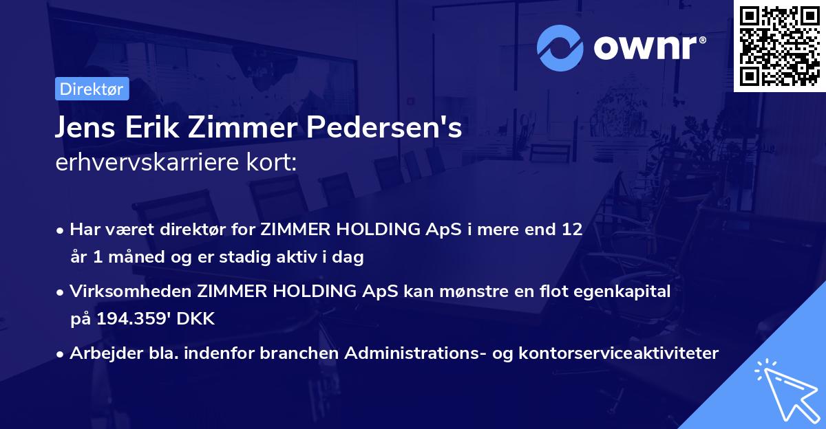 Jens Erik Zimmer Pedersen's erhvervskarriere kort