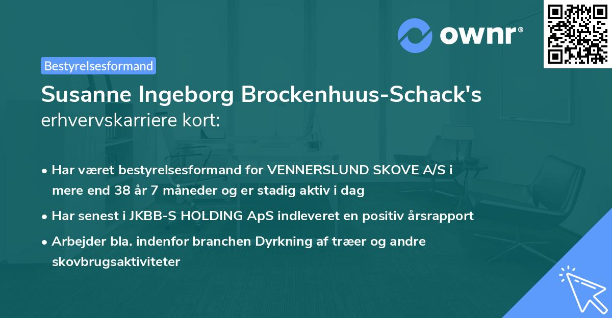 Susanne Ingeborg Brockenhuus-Schack's erhvervskarriere kort