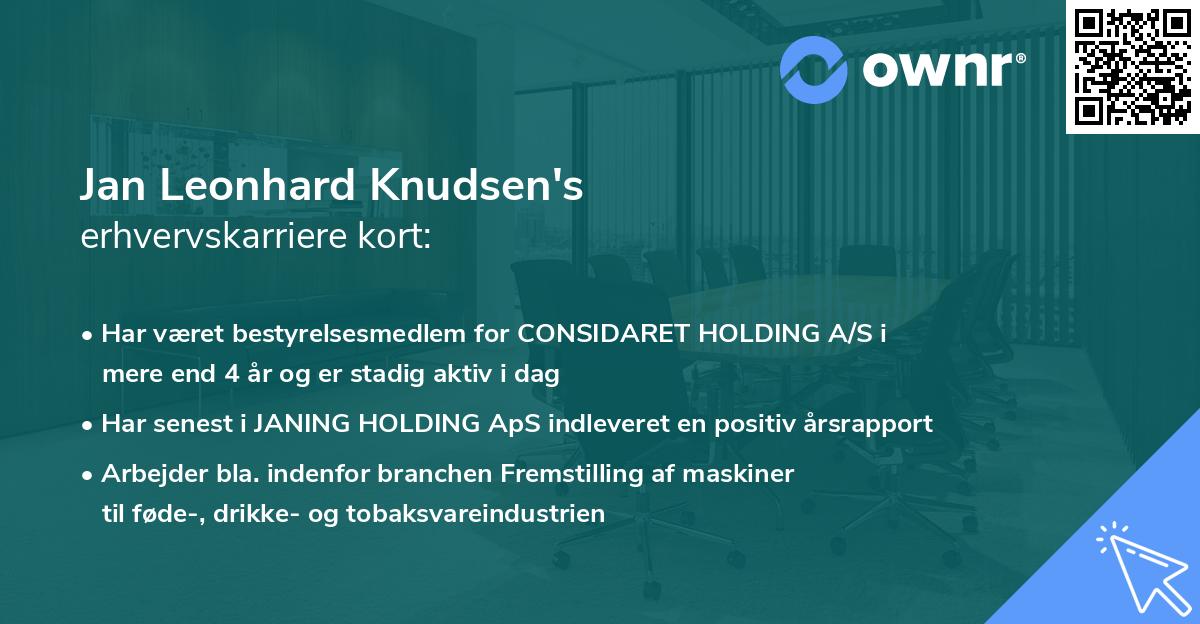 Jan Leonhard Knudsen's erhvervskarriere kort
