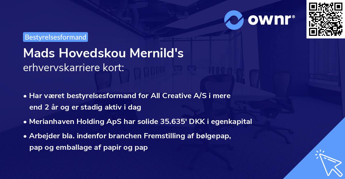 Mads Hovedskou Mernild's erhvervskarriere kort