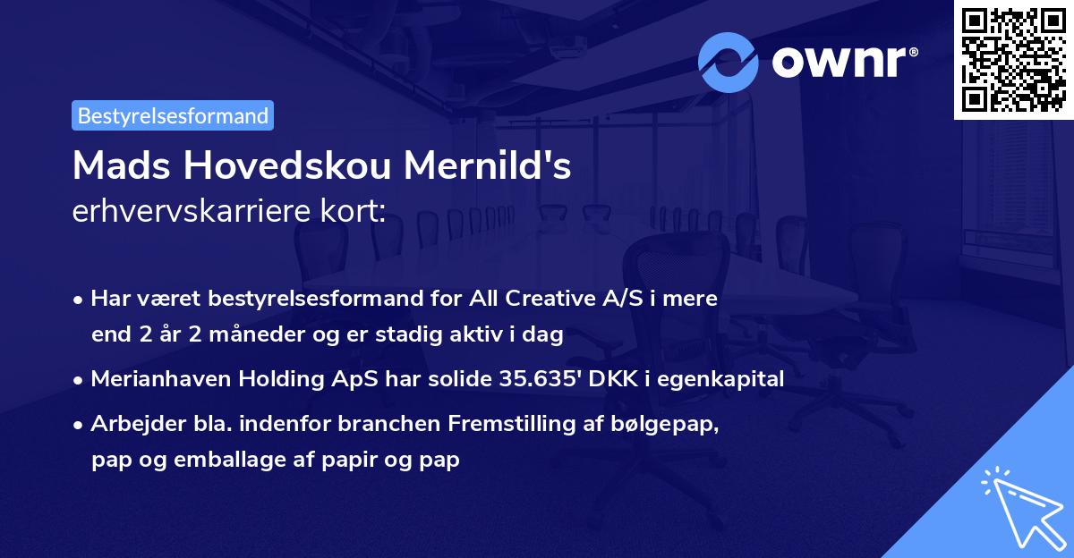 Mads Hovedskou Mernild's erhvervskarriere kort