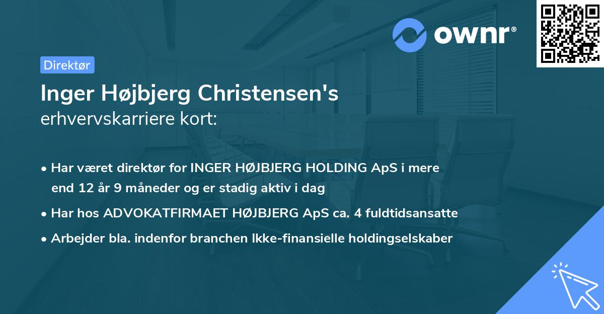 Inger Højbjerg Christensen's erhvervskarriere kort