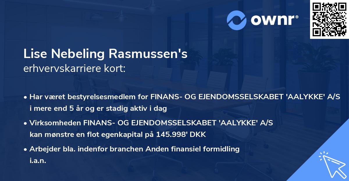 Lise Nebeling Rasmussen's erhvervskarriere kort