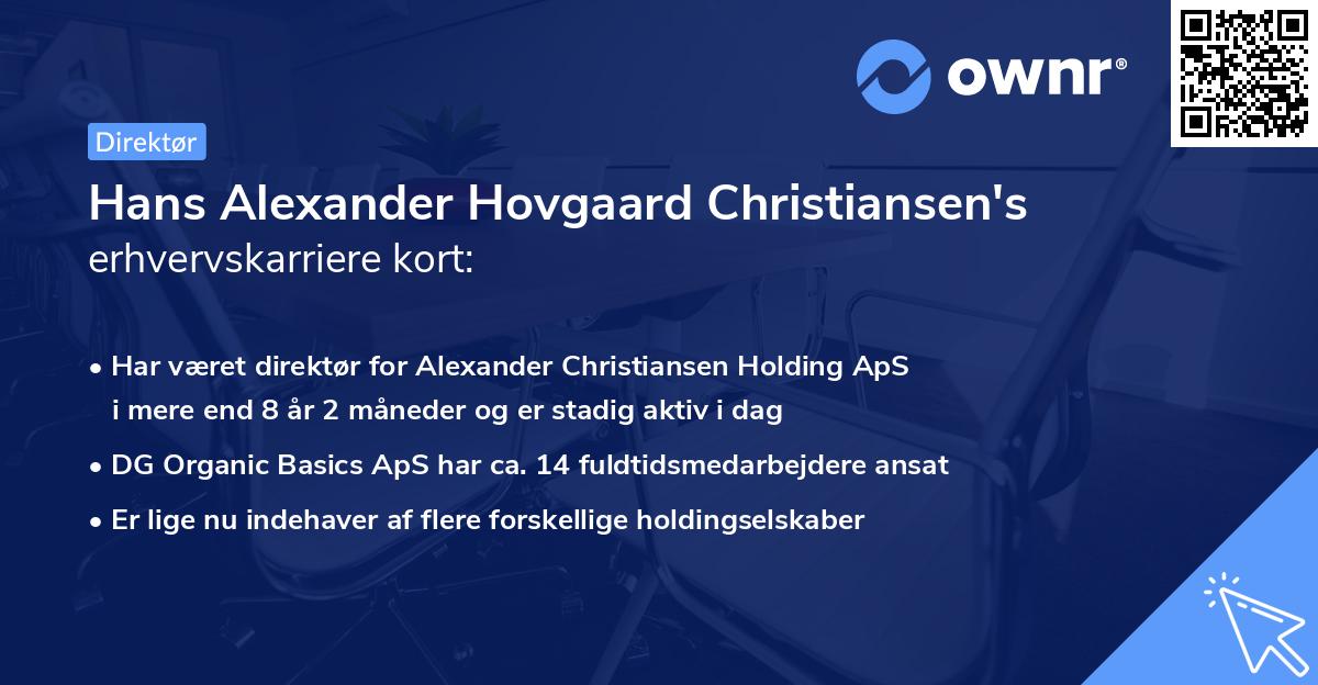 Hans Alexander Hovgaard Christiansen's erhvervskarriere kort